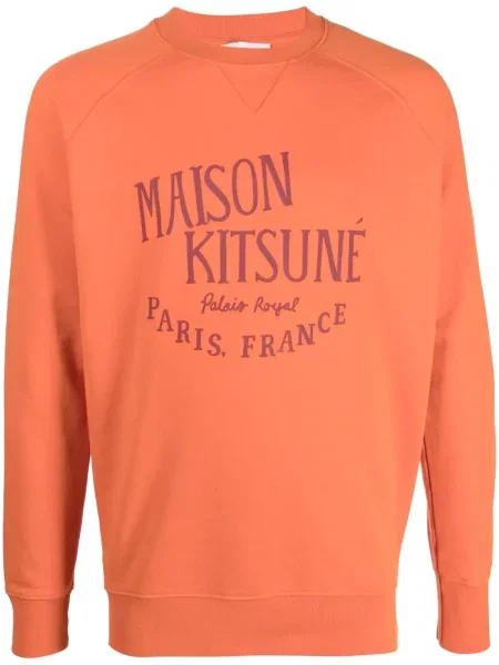 Hanorac Maison Kitsune cu imagine portocaliu