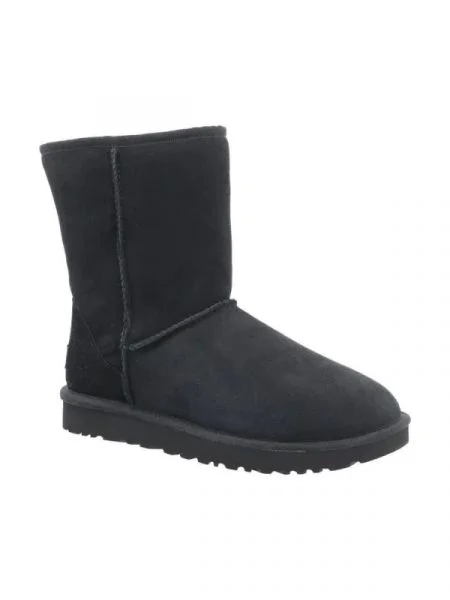 UGG De piele bocanci W Classic Short II cu adaos de lână negru