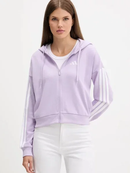 Суичър с качулка Adidas с качулка с апликация виолетово