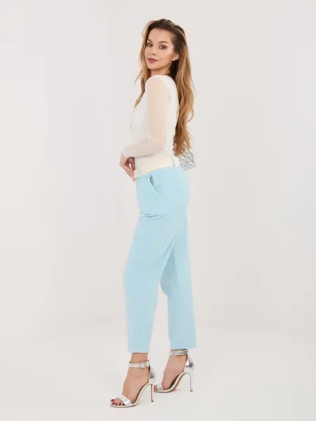 Pantaloni Italy Moda de catifea alb