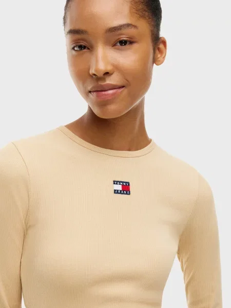 Лонгслів Tommy Jeans бежевий