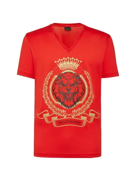Tricou Billionaire cu imagine cu decolteu în V roșu