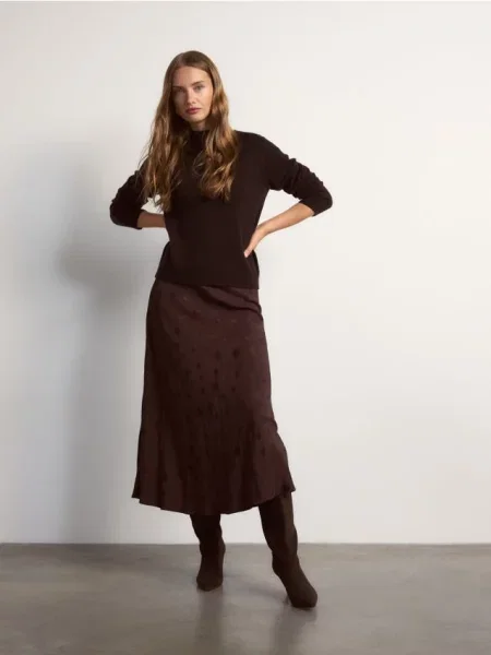 Reserved Spódnica z wiskozą mahoniowy