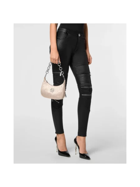 Torebka Philipp Plein skórzana beżowa