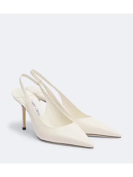 Pantofi cu toc Jimmy Choo din piele slingback alb