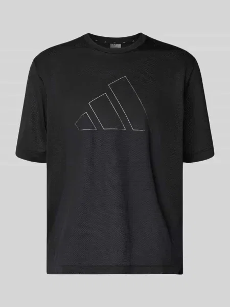 T-shirt o kroju regular fit z efektem siateczki i nadrukiem z logo Adidas Training czarna