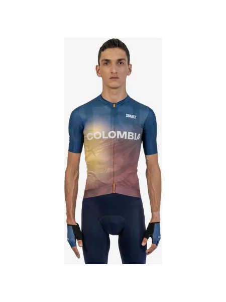 Koszulka rowerowa Suarez Colombia krótki rękaw wielokolorowy XS niebieski