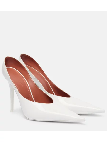 Pantofi cu toc Amina Muaddi din piele de lac alb