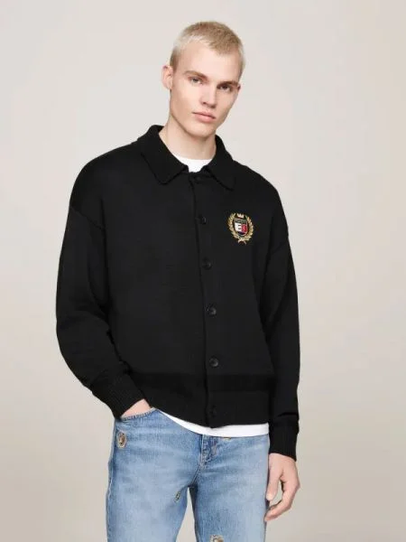 Tommy Jeans Kardigán gyapjú hozzáadásával fekete