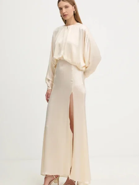 Twinset rochie din mătase bej