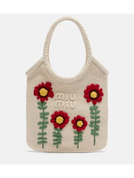 Torbica Miu Miu z vezenjem bež