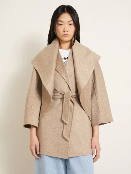 Max Mara Sada Detto: Kašmírový Kabát A Šála béžová