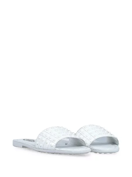 Sandale Tod's din piele cu tepi alb