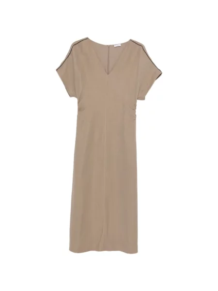 Rochie midi Brunello Cucinelli cu decolteu în V până la genunchi de costum