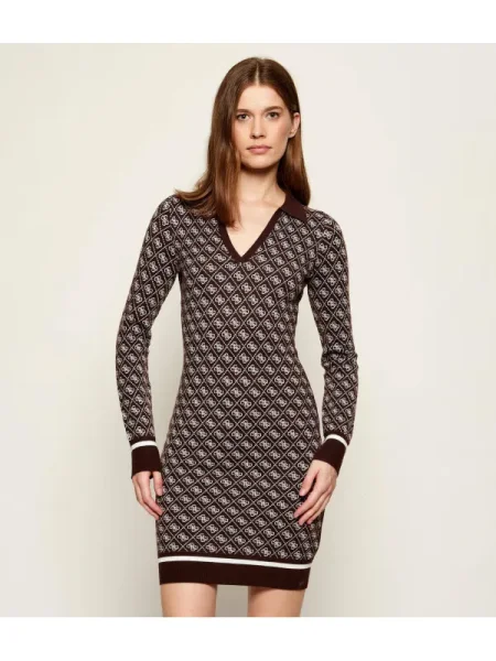 GUESS Rochie tricotat AUBREY / negru / alb maro