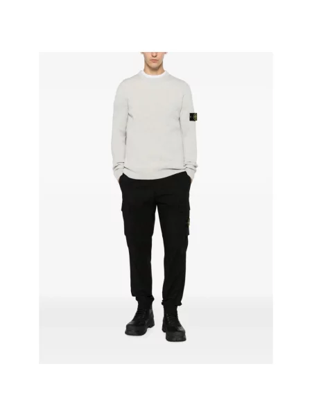 Sweter Stone Island wełniany z kamieniami szary