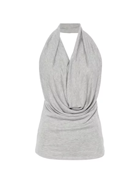 Top Aya Muse drapat cu gât halter gri
