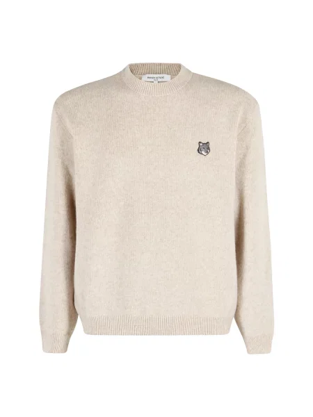 Sweter Maison Kitsune wełniany brązowy