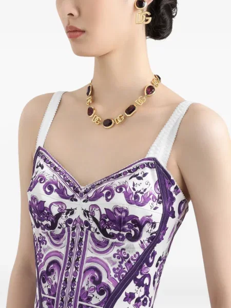 Κοστούμι μίντι φόρεμα Dolce & Gabbana με σχέδιο με μήκος μέχρι το γόνατο λευκό