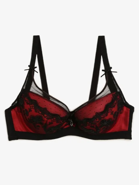 Sutien Push-Up Negru-Roșu cu Dantelă Suffa negru