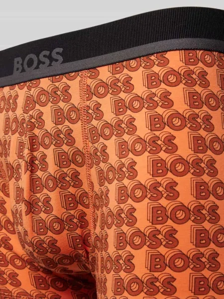 Obcisłe bokserki z elastycznym pasem z logo Boss pomarańczowe