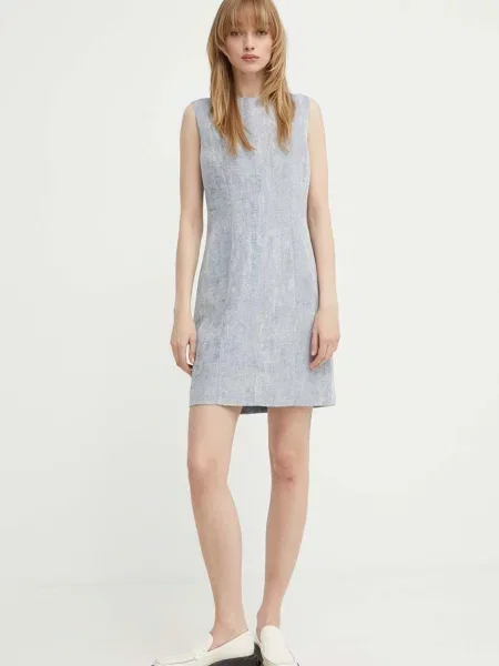 Tiger Of Sweden rochie din amestec de in Kasie mini drept albastru