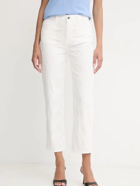 Liu Jo pantaloni straight pentru femei din alb