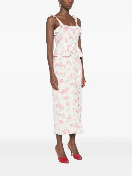 Rochie midi Alessandra Rich cu model floral cu imagine alb