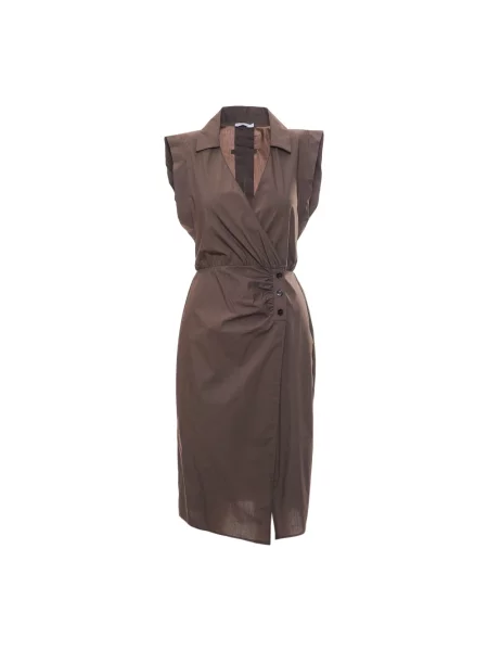 Sukienka Patrizia Pepe kopertowa garniturowa brązowa