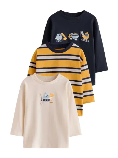 Next Tricou crem / bleumarin / deschis / galben miere albastru