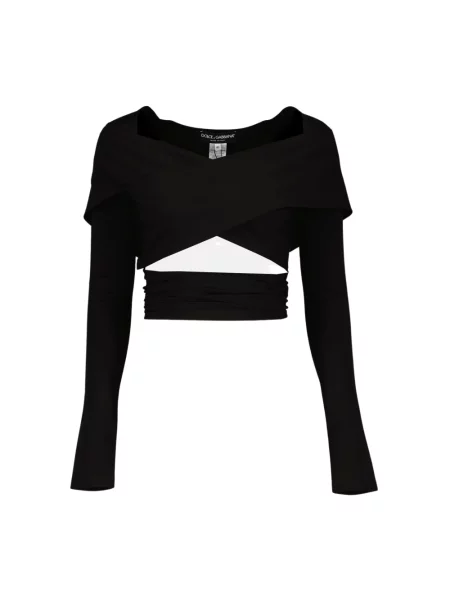 Długa skinny bluzka Dolce And Gabbana z długim rękawem czarna