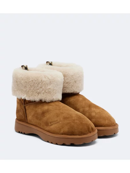 Cizme scurte Burberry din piele de căprioară maro