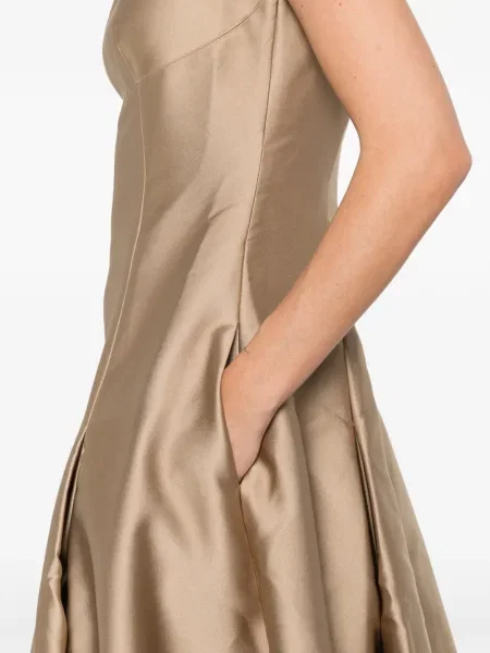Rochie maxi Roland Mouret plisată de costum auriu