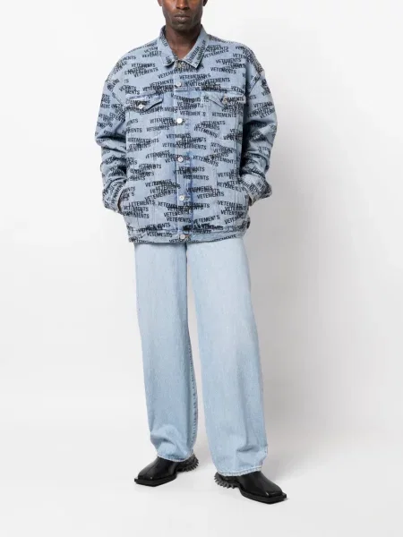 Raštuotas džinsinė striukė Vetements mėlyna