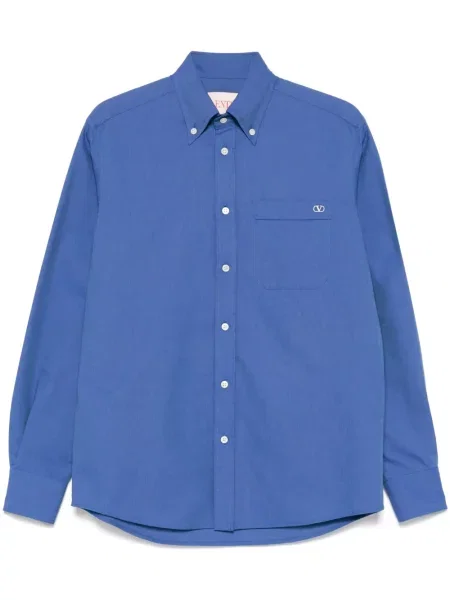 Košile Valentino Garavani s výšivkou modrá