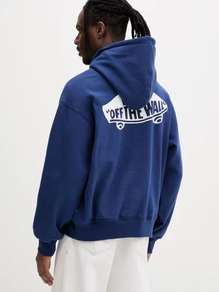 Vans bluza z kapturem z bawełną niebieska
