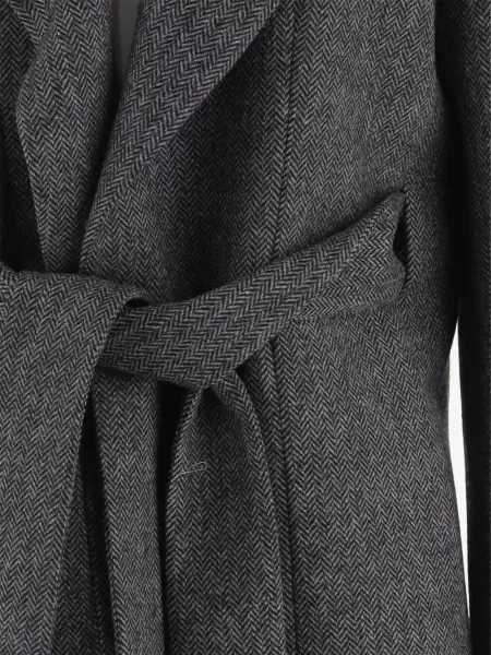 Cu centură geacă Sa Su Phi cu model herringbone gri