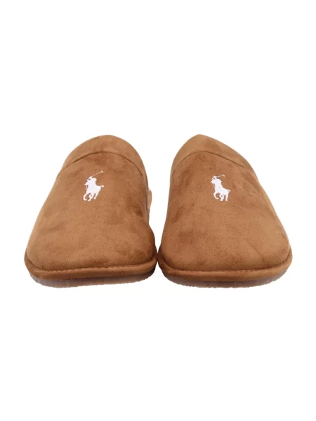 Kapcie z podszewką wewnętrzną z polaru Polo Ralph Lauren brązowe