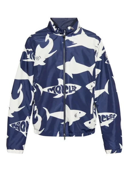 Geacă bomber Moncler cu imagine albastru
