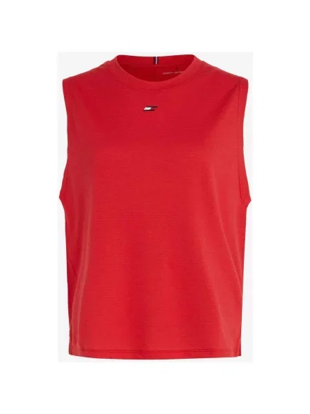 Koszulka bez rękawów Tommy Hilfiger Essentials Regular z dekoltem w kształcie litery C intensywna czerwień S czerwona