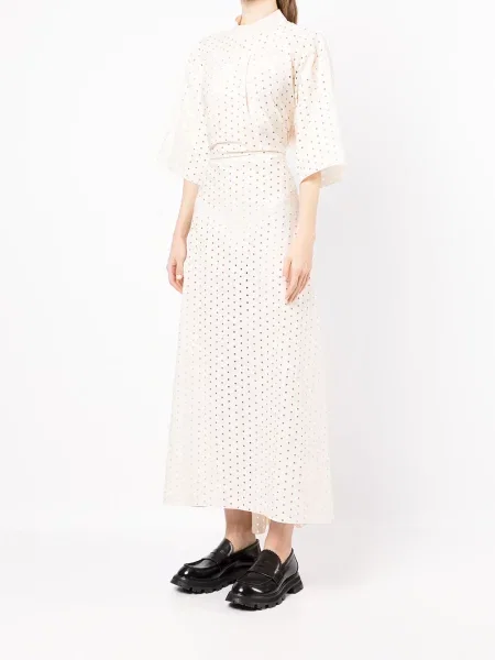 Sukienka midi Litkovskaya do kolan garniturowa biała