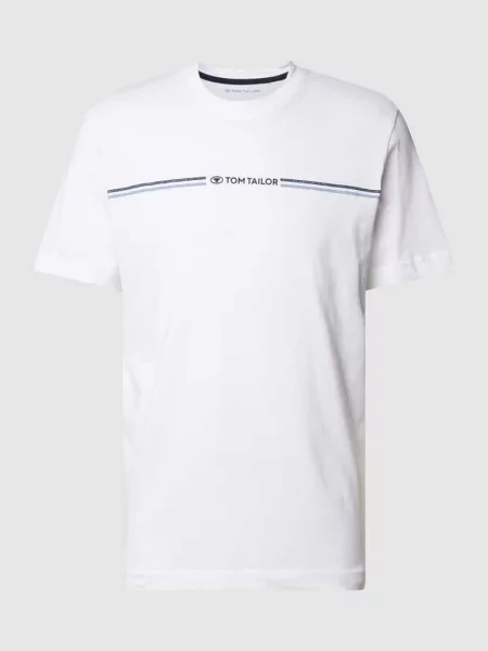 T-shirt z nadrukiem z logo Tom Tailor biała