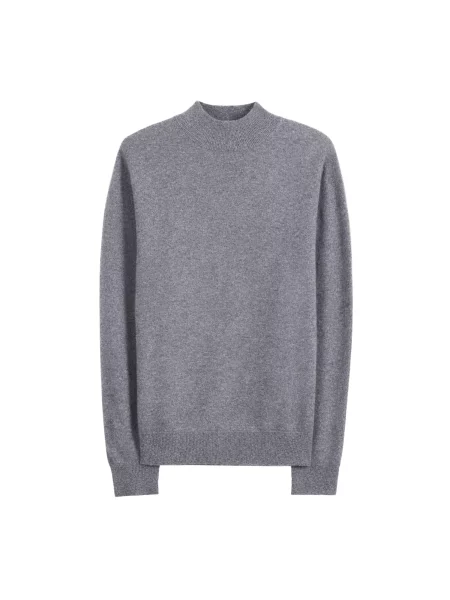 GOBI Cashmere Pulover Men's Timeless Mock Neck Cashmere Sweater' gri