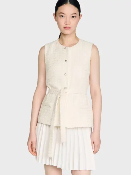 Твідова сукня Sandro біла