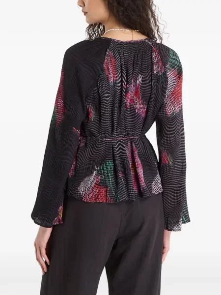 Блуза Desigual на цветя с принт черно