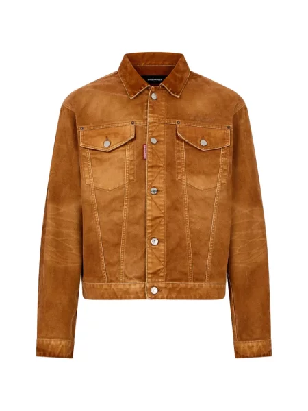 Geacă Dsquared2 din piele de căprioară maro