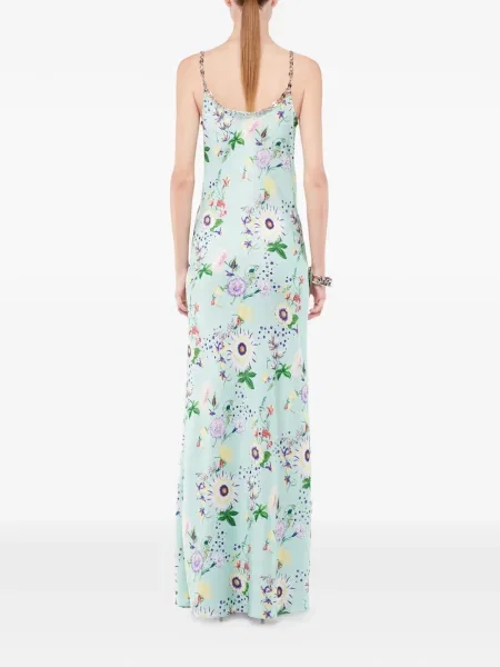Rochie Rabanne cu model floral de costum verde