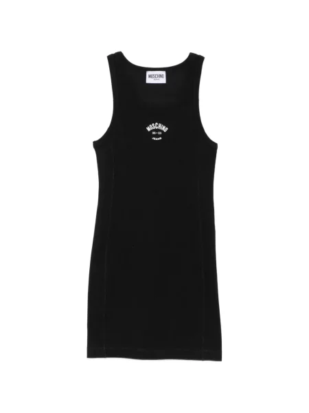Rochie din denim Moschino Jeans fără mâneci negru