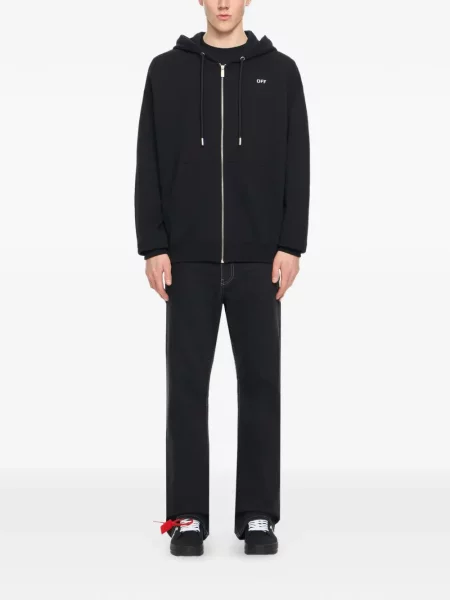 Суичър с качулка Off-white с принт бяло