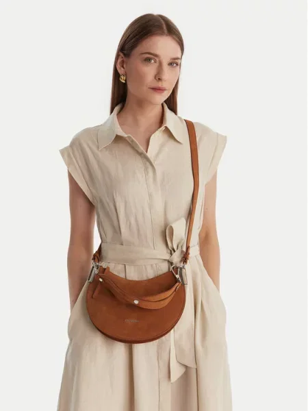 Torebka crossbody Coccinelle zamszowa brązowa